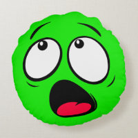 Schreckliches grünes Dayglow Emoji Rundkissen