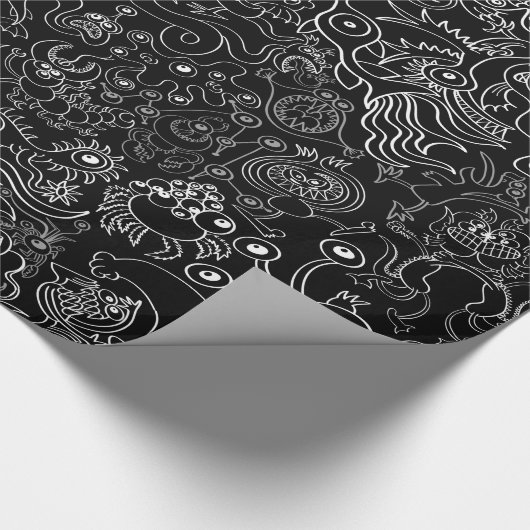Schreckliches Halloween-Monstermuster Geschenkpapier (Ecke)