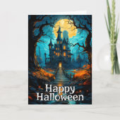 Schreckliches Spuk Haus | Frohe Halloween Karte (Vorderseite)