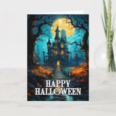 Schreckliches Spuk Haus | Frohe Halloween Karte (Vorderseite)