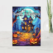 Schreckliches Spuk Haus | Frohe Halloween Karte (Vorderseite)