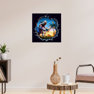 Schreckliches Wand-Ausbruch-Dinosaurier-T-Rex-Post Poster