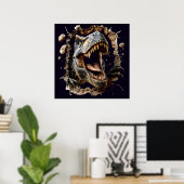 Schreckliches Wand-Ausbruch-Dinosaurier-T-Rex-Post Poster (Heimbüro)