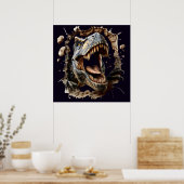 Schreckliches Wand-Ausbruch-Dinosaurier-T-Rex-Post Poster (Küche)