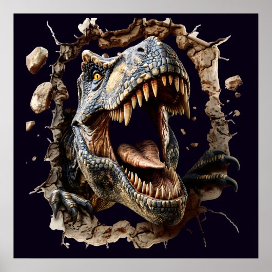 Schreckliches Wand-Ausbruch-Dinosaurier-T-Rex-Post Poster (Vorne)