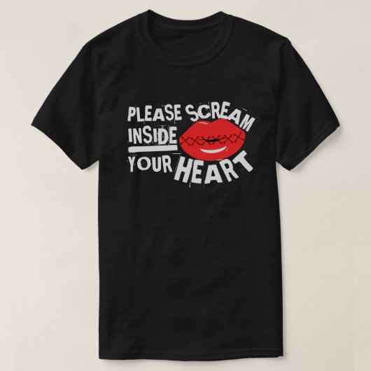 Schrei bitte in deinem Herzen Red Lips Funny T-Shirt (Design vorne)
