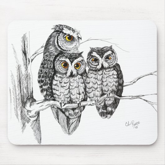 Schrei-Eulen-Familie Mousepad (Vorne)