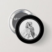 Schrei-Eulen-Knopf im Bleistift Button (Vorne & Hinten)