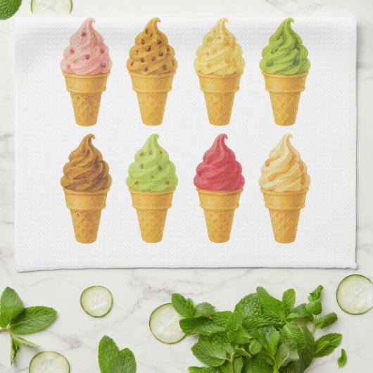 Schrei für Eiscreme Geschirrtuch (Gefaltet)