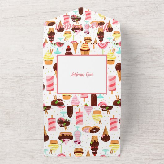 Schrei für Eiscreme Girls Sweet Niedliche Geburtst All In One Einladung (Außenbereich)