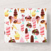 Schrei für Eiscreme Girls Sweet Niedliche Geburtst All In One Einladung (Rückseite)