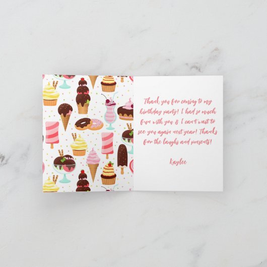 Schrei für Eiscreme Girls Sweet Niedliche Geburtst Dankeskarte (Innenseite)