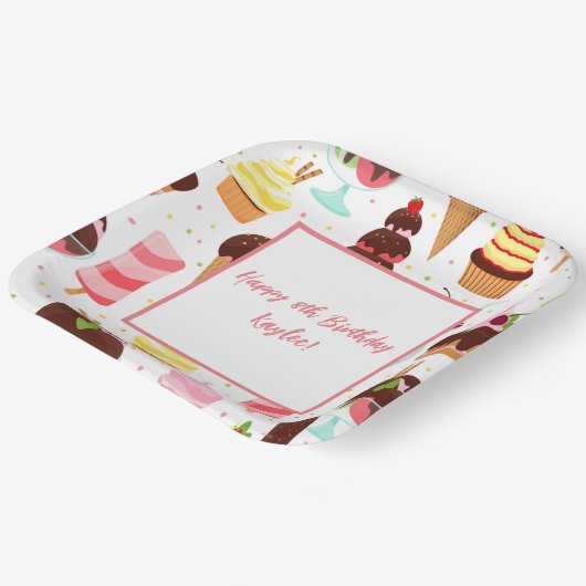 Schrei für Eiscreme Girls Sweet Niedliche Geburtst Pappteller (Gewinkelt)