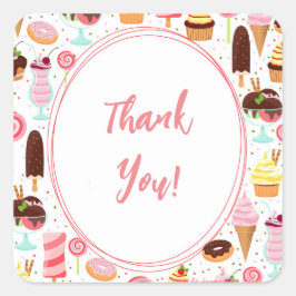 Schrei für Eiscreme Girls Sweet Niedliche Geburtst Quadratischer Aufkleber