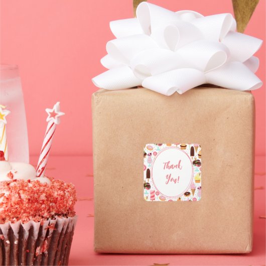 Schrei für Eiscreme Girls Sweet Niedliche Geburtst Quadratischer Aufkleber (Party)