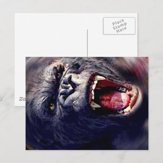 Schrei Gorilla Postkarte (Vorne/Hinten)