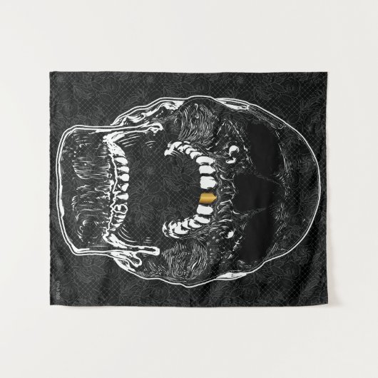 Schrei Man Gold Tooth Skull Wandteppich (Vorderseite (Horizontal))