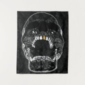 Schrei Man Gold Tooth Skull Wandteppich (Vorderseite)