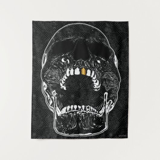 Schrei Man Gold Tooth Skull Wandteppich (Vorderseite)