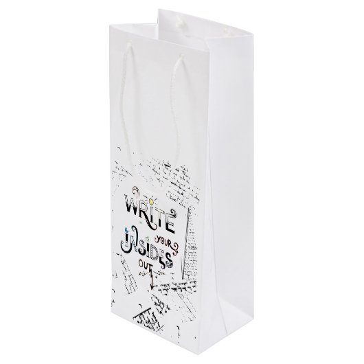 Schreib deine Inside OUT! Motto der motivierend Sc Geschenktüte Für Weinflaschen (Rückseite Schrägansicht)