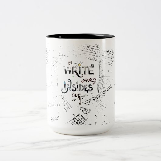 Schreib deine Inside OUT! Motto der motivierend Sc Zweifarbige Tasse (Mittel)