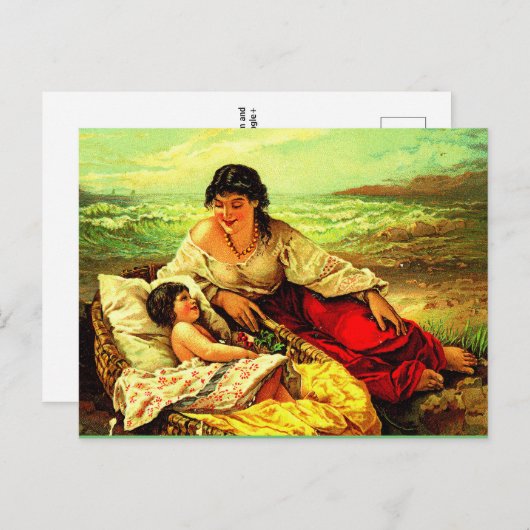 Schreib Erinnerungen von Mutter & Kind ins Meer! Postkarte (Vorne/Hinten)