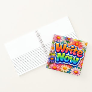 Schreib jetzt Text mit Neon Gänseblümchen Notizblock