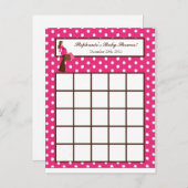 Schreibbare Bingo Card Rosa Mod Mama Polka Dots Einladungspostkarte (Vorne/Hinten)