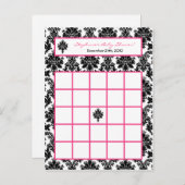 Schreibbare Bingokarte Hot Pink Black Damask Einladungspostkarte (Vorne/Hinten)