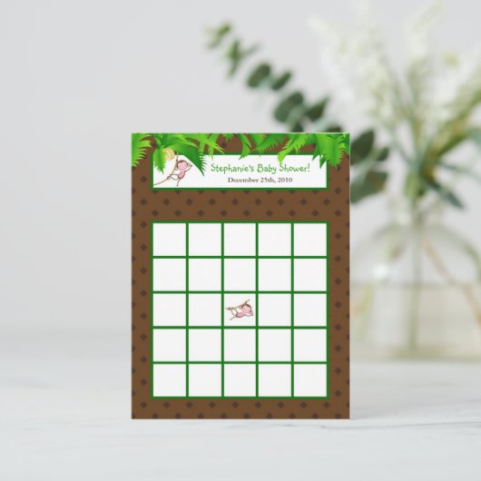 Schreibbare Bingokarte Monkey Swing Jungle Safari Einladungspostkarte (Stehend Vorderseite)