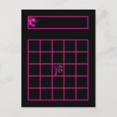 Schreibbare Bingokarte Sweet 16 Hot Pink Black Par Einladungspostkarte (Vorderseite)
