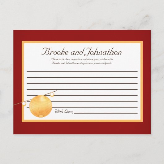 Schreibbare Papierzeilenlaternen mit Ratenkarte au Hinweiskarte (Vorderseite)