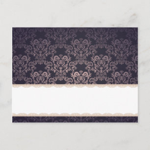 Schreibbare Platzkarte Deep Lila Damask Postkarte
