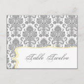 Schreibbare Platzkarte Grau-Gelb-Damaske-Spitze Dr Postkarte (Vorderseite)