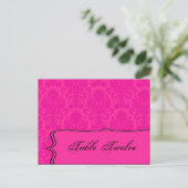 Schreibbare Platzkarte Hot Pink Bla Damask Lace Pr Postkarte (Stehend Vorderseite)