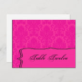 Schreibbare Platzkarte Hot Pink Bla Damask Lace Pr Postkarte (Vorne/Hinten)