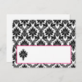 Schreibbare Platzkarte - Hot Pink Black Damask Postkarte (Vorne/Hinten)