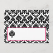 Schreibbare Platzkarte - Hot Pink Black Damask Postkarte (Vorderseite)