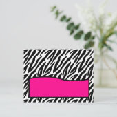Schreibbare Platzkarte Hot Pink Zebra Print Postkarte (Stehend Vorderseite)