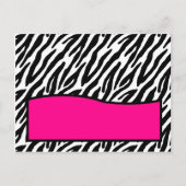 Schreibbare Platzkarte Hot Pink Zebra Print Postkarte (Vorderseite)