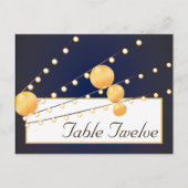 Schreibbare Platzkarte Paper Lanterns auf blauen C Postkarte (Vorderseite)