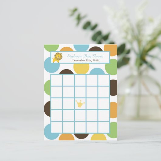 Schreibe Bingo Card Jungle King Lion Safari Zoo Einladungspostkarte (Stehend Vorderseite)