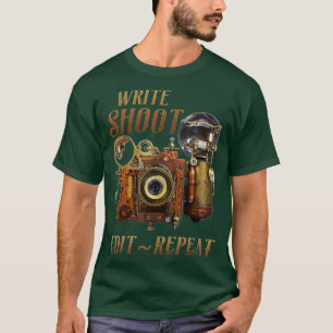 Schreibe Dreh Bearbeite Wiederhole Steampunk Blitz T-Shirt