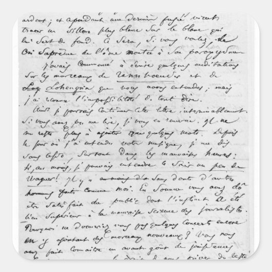 Schreiben an Richard Wagner vom 17. Februar 1860 Quadratischer Aufkleber (Vorderseite)