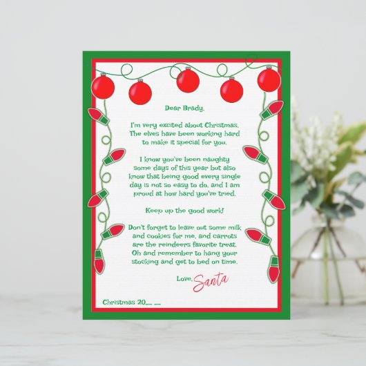 Schreiben aus dem Santa Paper-Blatt (Stehend Vorderseite)