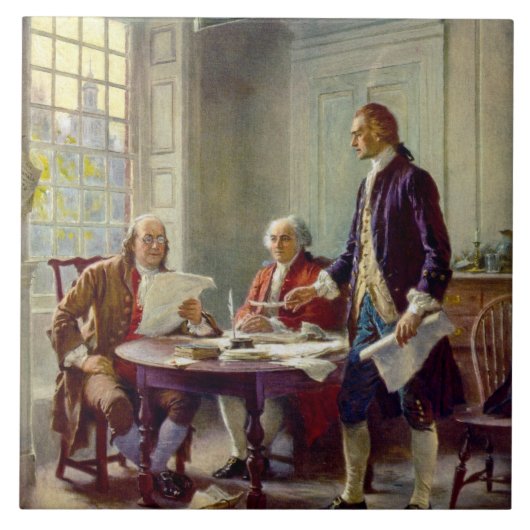 Schreiben der Unabhängigkeitserklärung 1776 Fliese (Vorderseite)