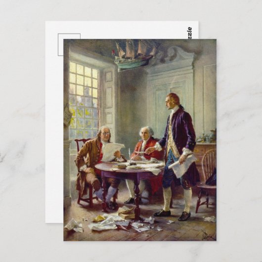 Schreiben der Unabhängigkeitserklärung 1776 Postkarte (Vorne/Hinten)