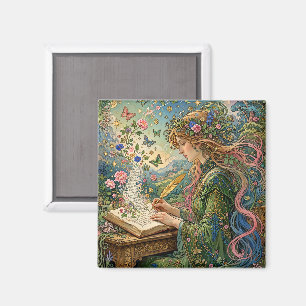 Schreiben der Welt Art Nouveau Magnet