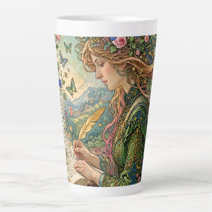 Schreiben der Welt Art Nouveau Milchtasse