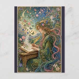 Schreiben der Welt Art Nouveau Postkarte